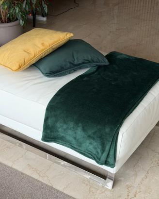 Pouf in pelle bianca