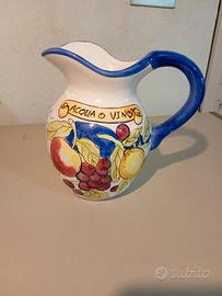 Brocca ceramica acqua  vino vintage Dipinta a Mano