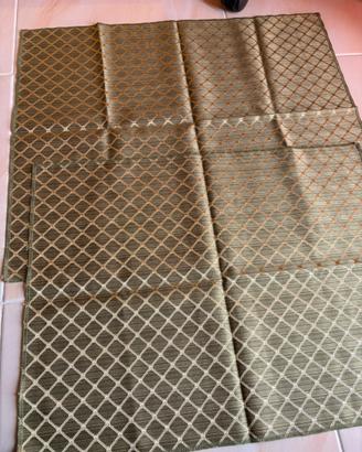 Coppia Di Runner  In Broccato - Verde Salvia e Oro