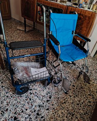 Sedia a rotelle e girello per anziani
