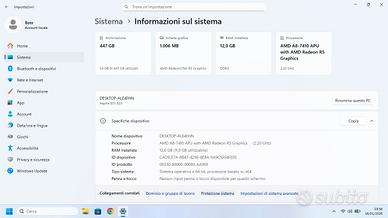 Notebook Acer AMD A8 ram 12 Gb SSD 480 Gb