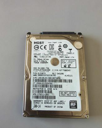 Hard Disk 2,5" Sata HGST HTS541075A9E680  750gb