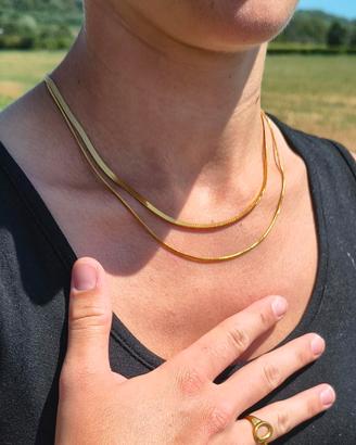 Set Parure Acciaio Inox Oro: Collana + Anello