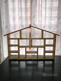 Vetrinetta-espositore in legno a forma di casetta