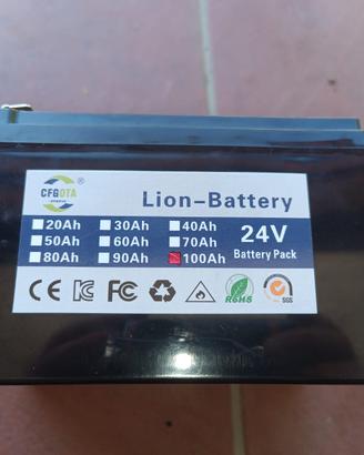 Batteria litio 24V 100 Ah per veicoli elettrici