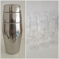 Shaker ALESSI mod. "ALFRA" e 10 flute spumante 