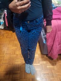 pantalone leopardato blu e nero alcott