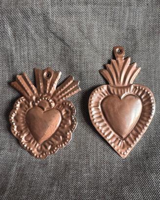 Cuore sacro ex voto Mexico 2 pz portafortuna decor