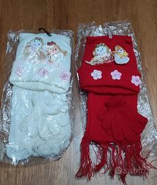 Tris guanti sciarpa e cappello per bimba