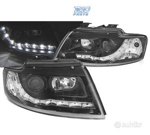 FARI AUDI A4 B6 00-04 LUCE DIURNA A LED FONDO NERO