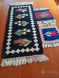 1+4 TAPPETTINI in LANA tessuti a mano