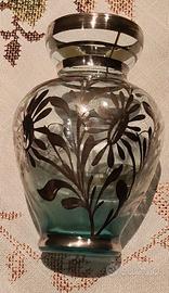 Vasetto vintage in vetro alginato in argento