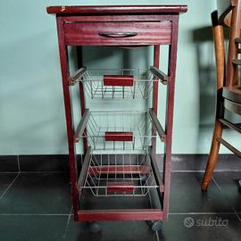 carrello porta oggetti frutta tavolino vintage 