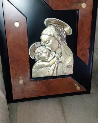 Bassorilievo legno mogano argento 925 certificato