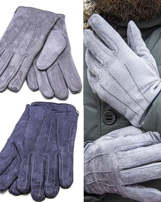 Guanti uomo inverno pelle ecologica scamosciato