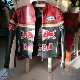 Giacca vintage in pelle moto bambini Red Bull 