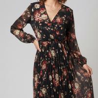 Abito lungo a fiori nero Taglia S