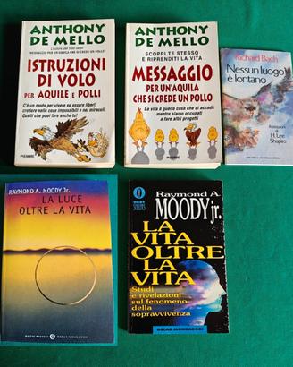 5 libri vari di filosofia New Age Moody, De Mello
