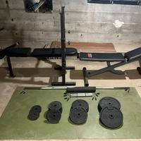 Set pesi-bilanciere-manubri 93kg e due panche