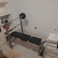 Panca multifunzione fitness con bilancere e pesi