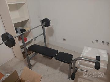 Panca multifunzione fitness con bilancere e pesi