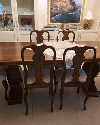 Tavolo in noce nazionale cm 250 con 10 sedie