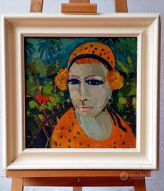 Quadro olio tavola 1980 Allegrini 40x40 cornice