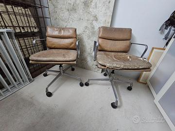 2 sedie in pelle Charles e Ray EAMES