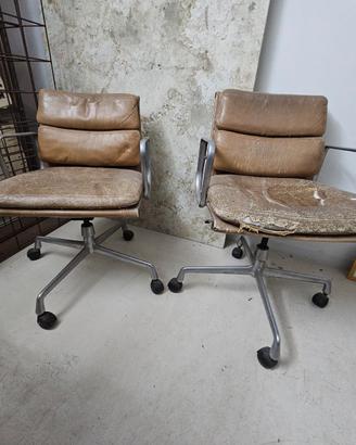 2 sedie in pelle Charles e Ray EAMES