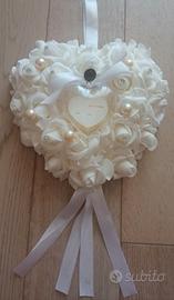 Cuscino Porta fedi nuziale bianco cuore