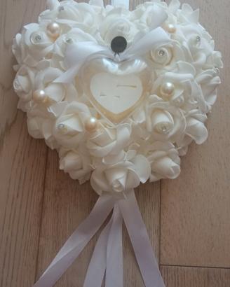 Cuscino Porta fedi nuziale bianco cuore