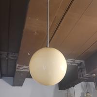 Lampada a sospensione anni'50 vetro opalino panna