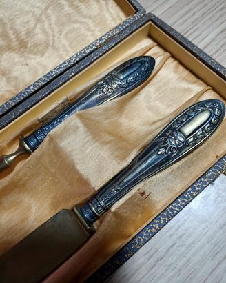 set forchettone e coltello in argento 