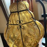 2 Lampade vintage in ferro battuto e vetro di Mura