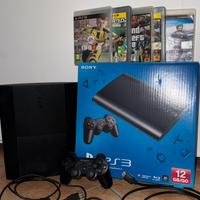 Ps3 Super Slim 12 GB + Scatola Originale +5 Giochi