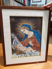 Quadro Madonna con bambino ( a punto croce?)