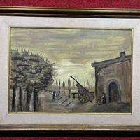 Rairimi olio su pannello 1967 35x50 Paesaggio Firm