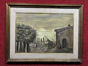 Rairimi olio su pannello 1967 35x50 Paesaggio Firm