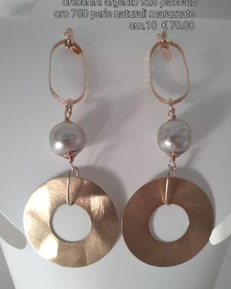 orecchini argento e perle