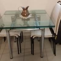 Tavolo cristallo allungabile con 4sedie Calligaris
