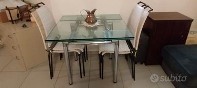 Tavolo cristallo allungabile con 4sedie Calligaris