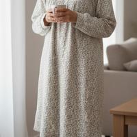 Camicia da notte maniche lunghe floreale in cotone