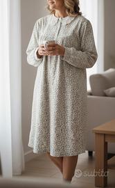 Camicia da notte maniche lunghe floreale in cotone