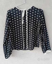 Blusa donna Gaia Mattei, tg S, nera a pois bianc