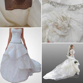abito sposa in swarokvski principessa scollo cuore
