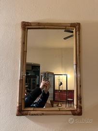 Specchio con conice in bambù vintage