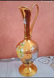Arte muranese .Caraffa dorata dipinta a mano