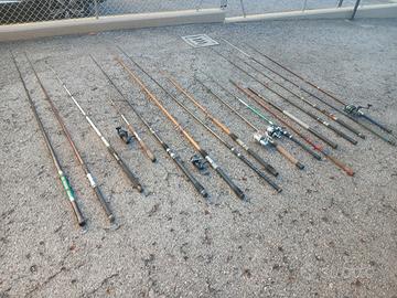 Lotto canne da pesca/varie tipologie con mulinelli