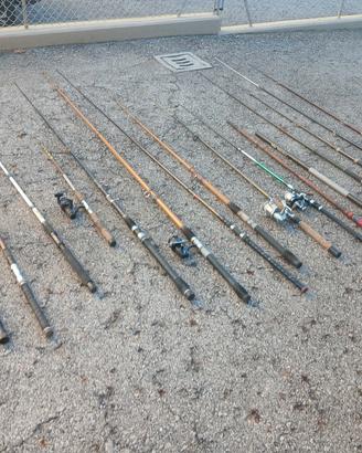Lotto canne da pesca/varie tipologie con mulinelli