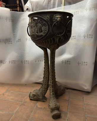 Braciere Porta-vaso Antico in Ottone
